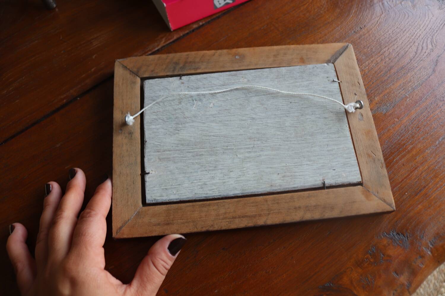 Small oil on panel landscape and old woman