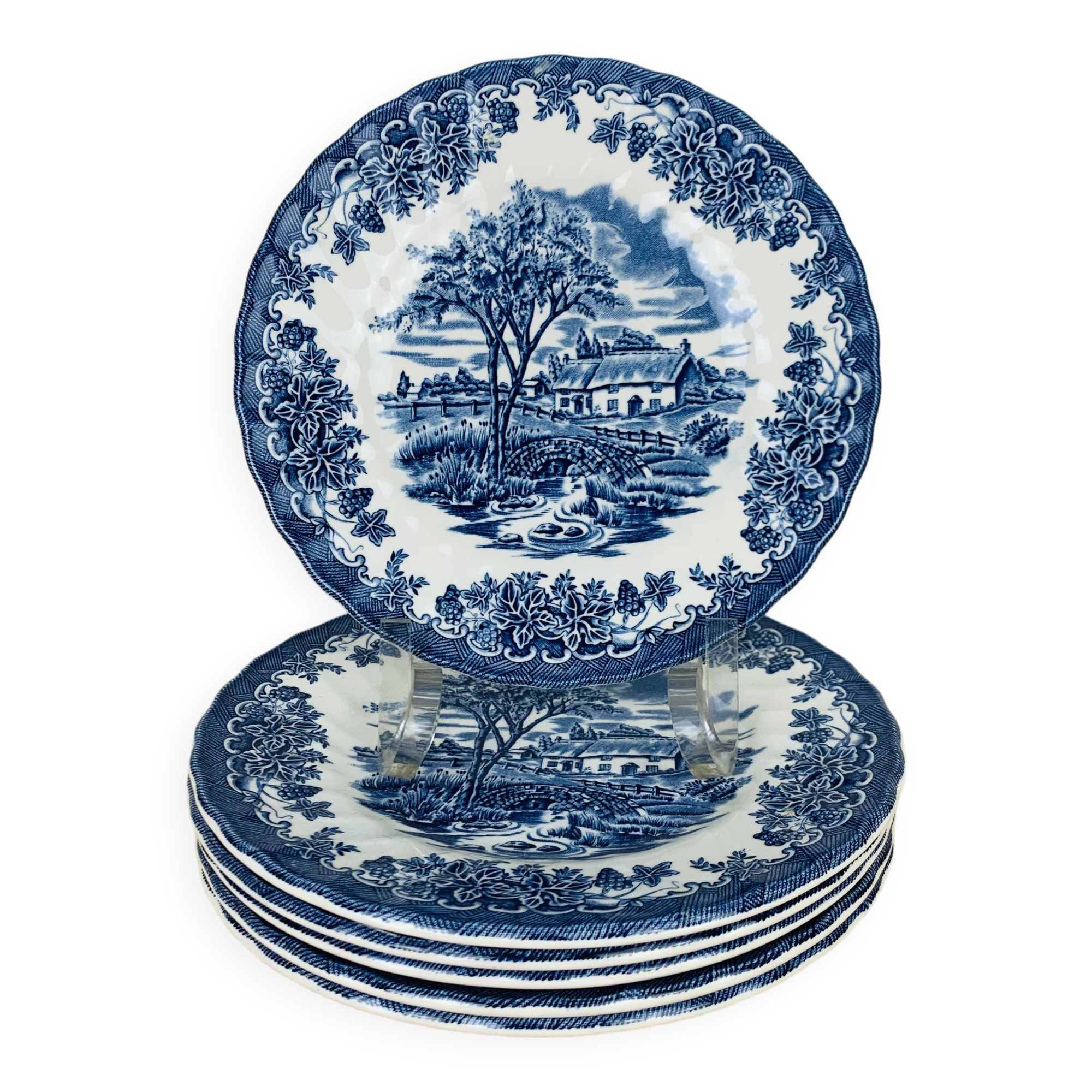 6 Myott Meakin English ironstone dessert plates