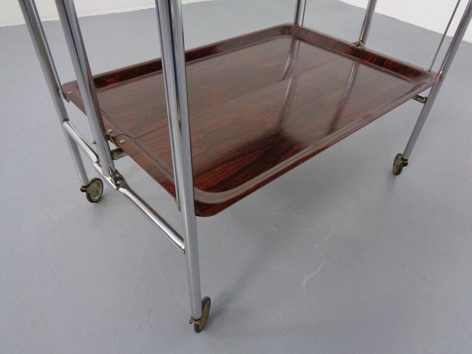 Vintage Optic Rosewood Pressalit Tea Cart, 1970s