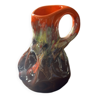 Cruche Vintage en Céramique Émaillée Vallauris H 30 cm