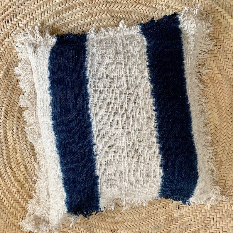 White and blue tye cushion leona