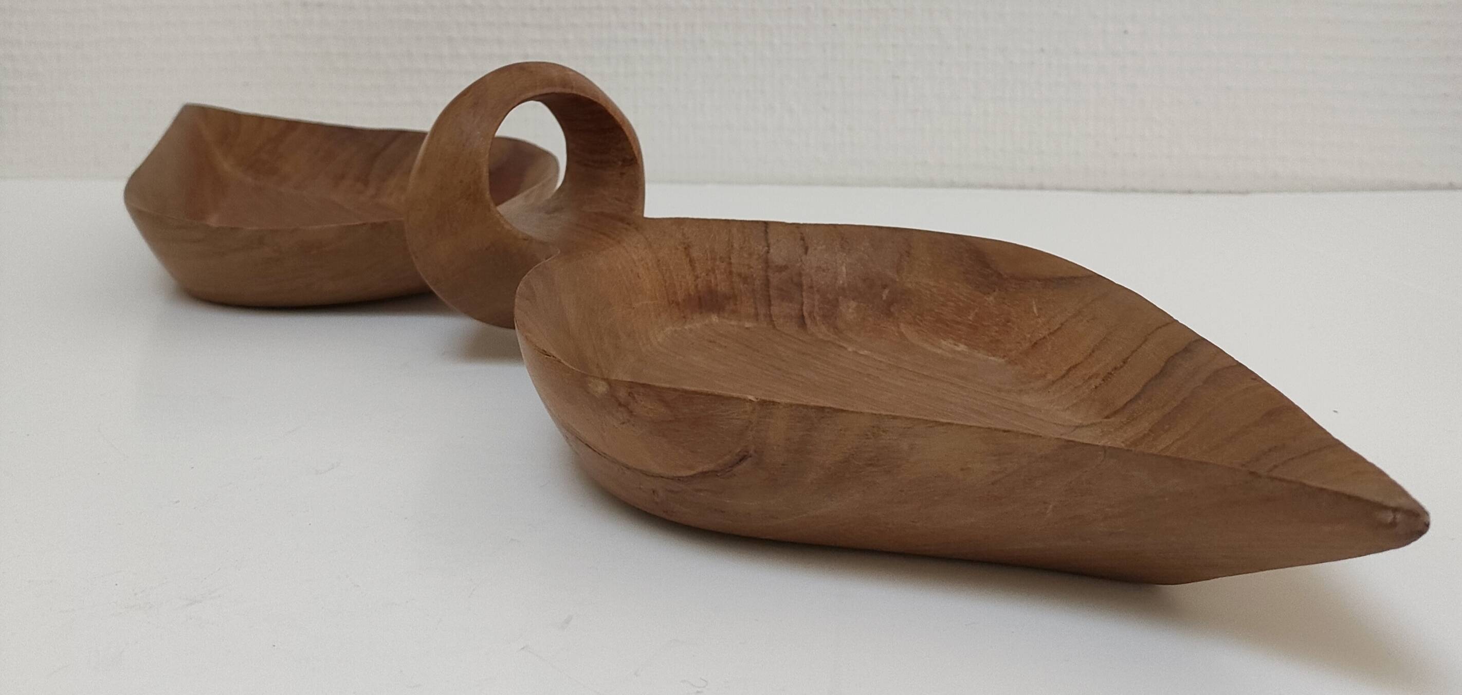 Vintage sculptural wooden pocket tray