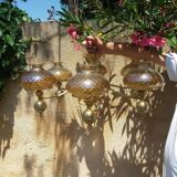 Lustre globes en verre ambrée