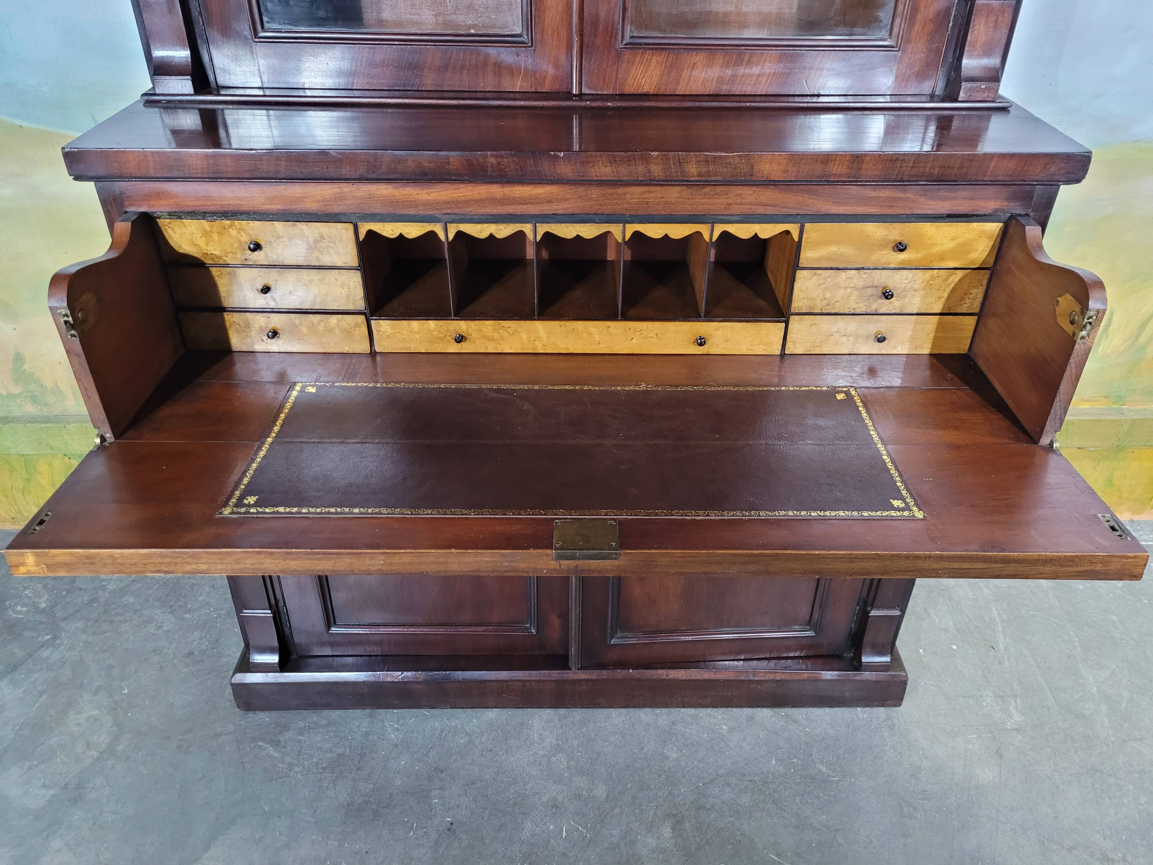 English mahogany desk bookcase
