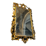 Miroir doré louis xv rocaille en bois sculpté et stuqué, xixe siècle