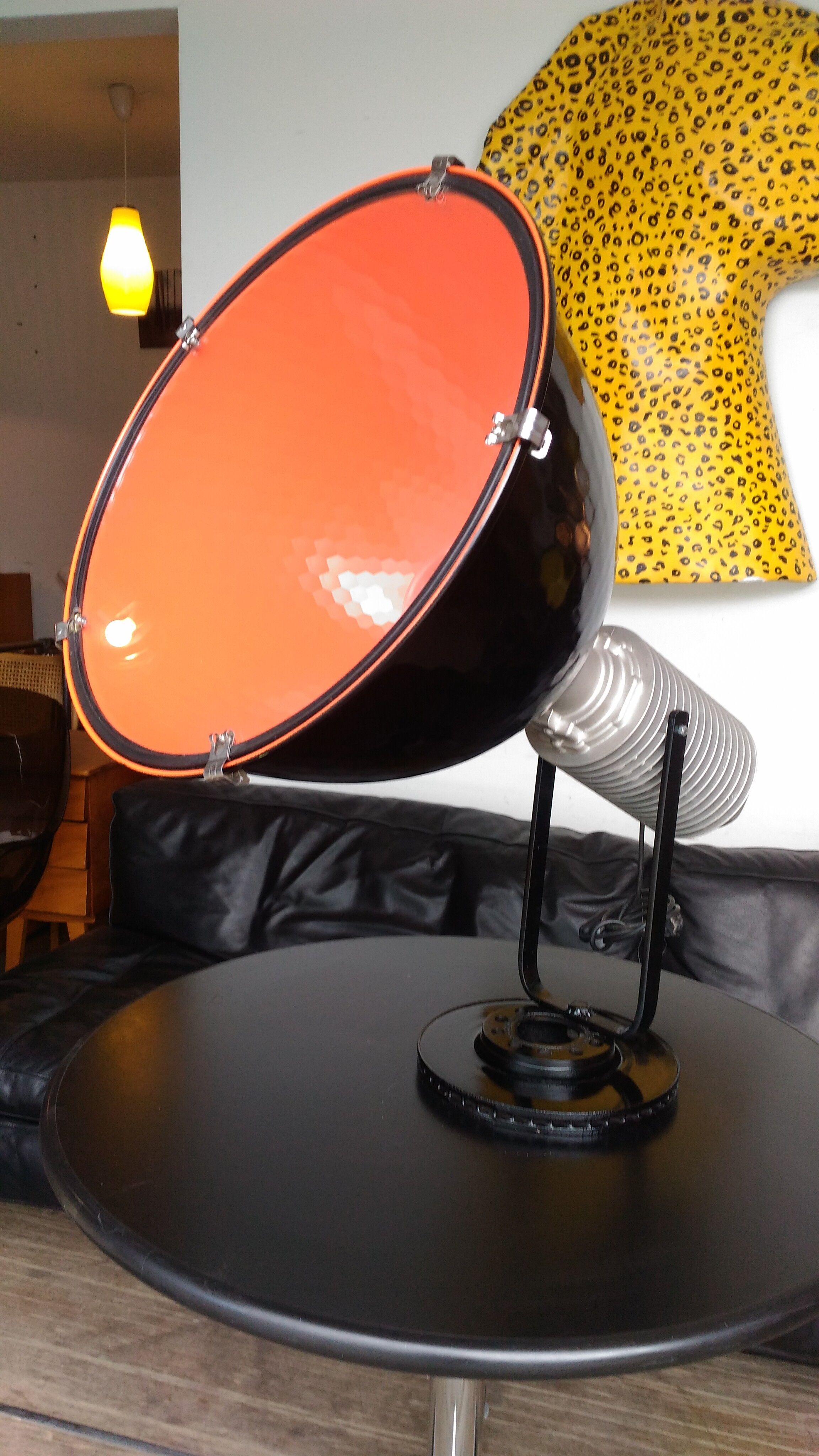 Industrial projector on pedestal