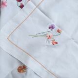 Rectangular tablecloth 160 x 240cm embroidered flowers "sweet peas"