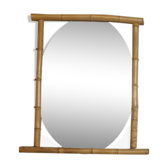 Miroir canné en bambou