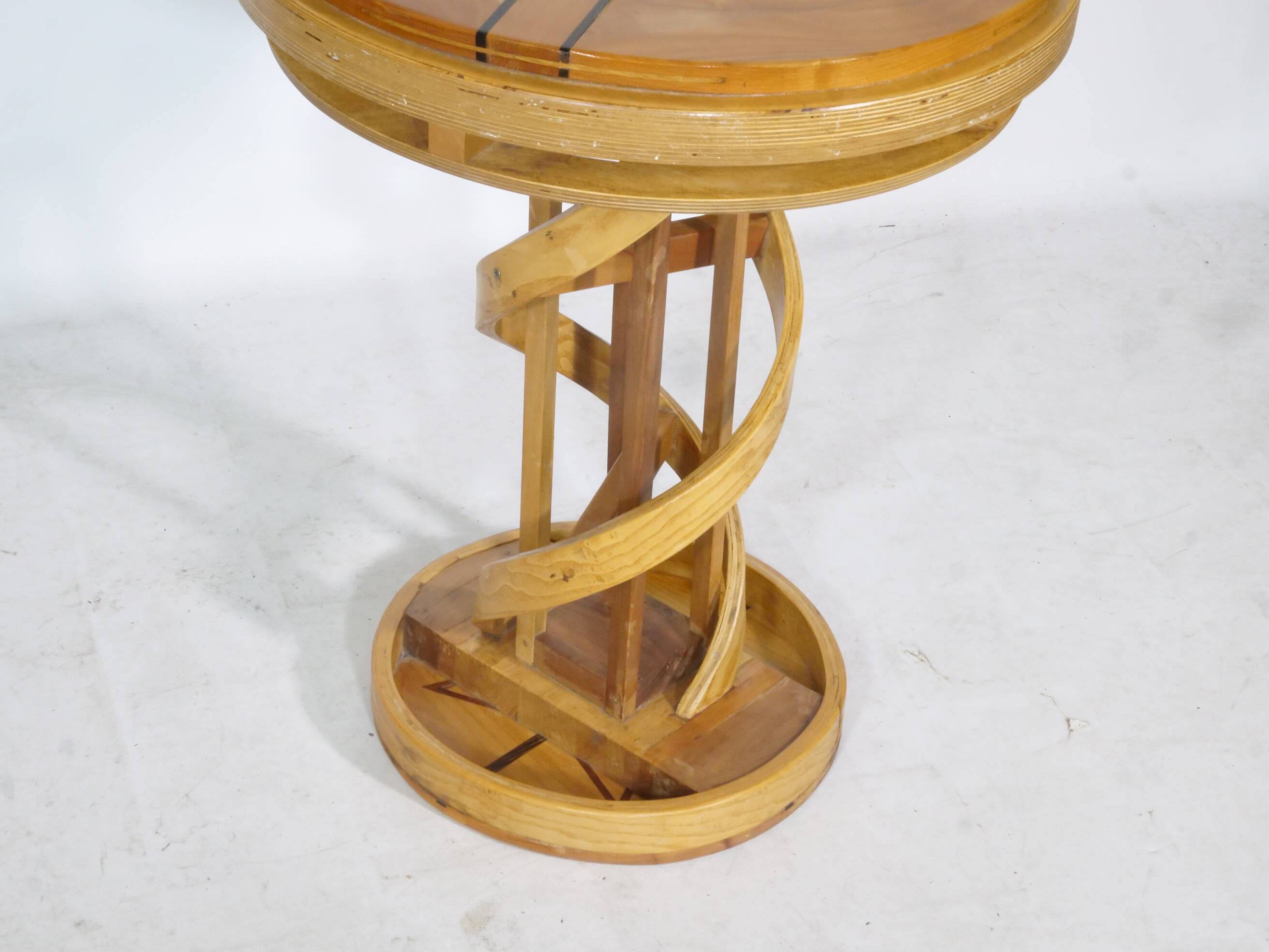 Solid wood side table Design Cherry wood DNA Helix Unique piece, 1980s