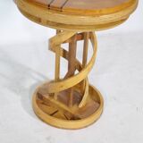 Solid wood side table Design Cherry wood DNA Helix Unique piece, 1980s