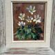 Mid-Century Oil on Panel “Flowers” by Unknown Artist, Vintage & Framed 20 × 23cm