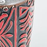 Vase West Germany, ceramic relief, red, 1970s.