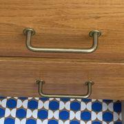 Vintage chest of drawers with compass feet, oak, original patina, 1950s