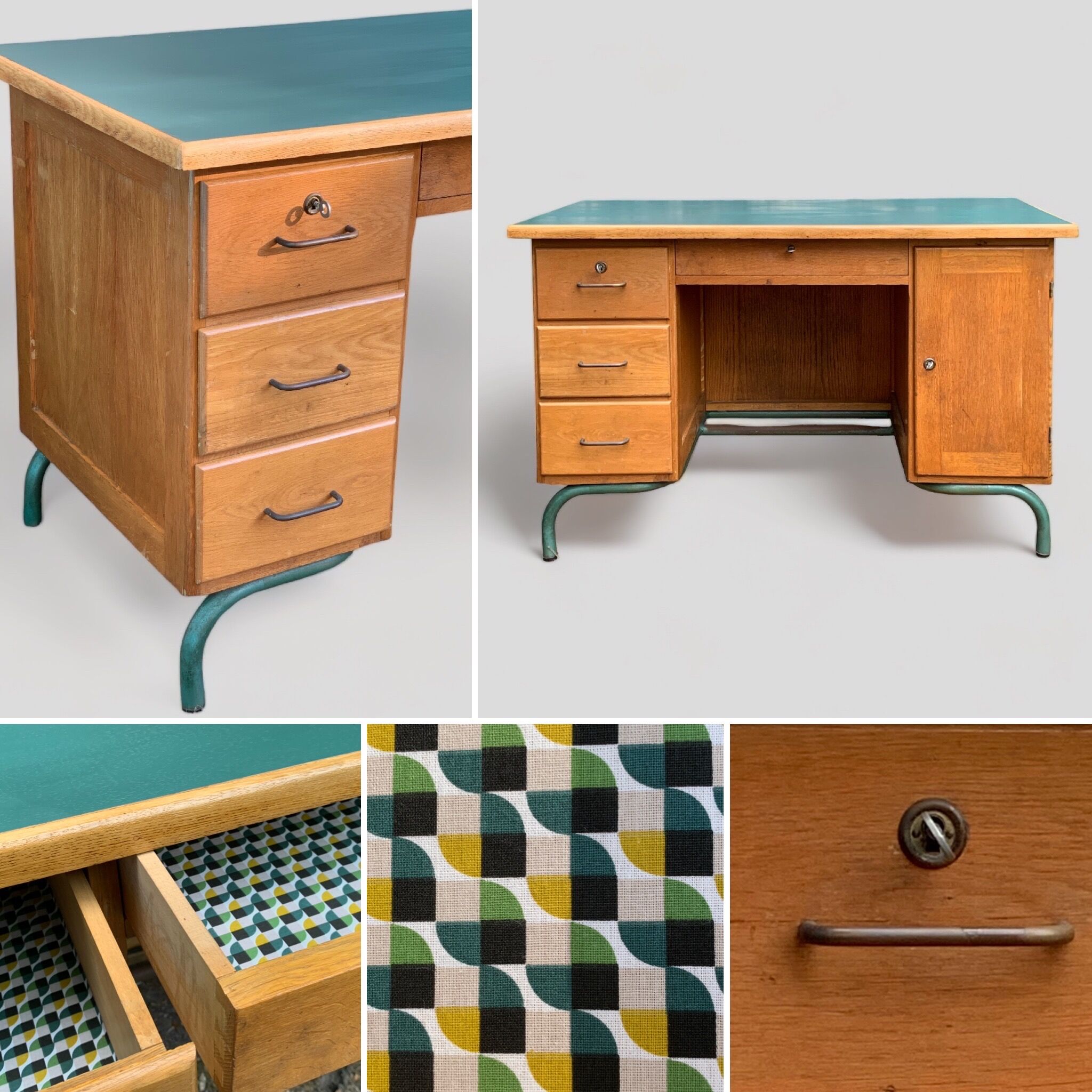 1950s schoolmaster's desk in solid oak