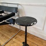 Vintage black marble bistro pedestal table