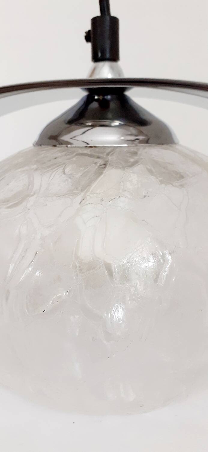 70's chrome metal/glass chandelier