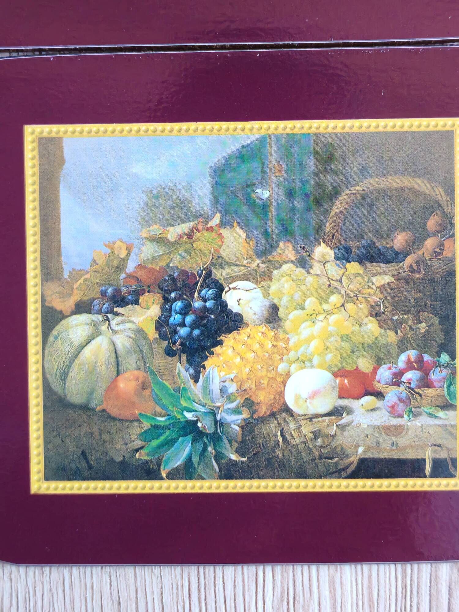 Set of 6 vintage Jason "Still Life Fruit" coasters, cork and durable.
