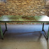 Green patinated metal workshop table 1950