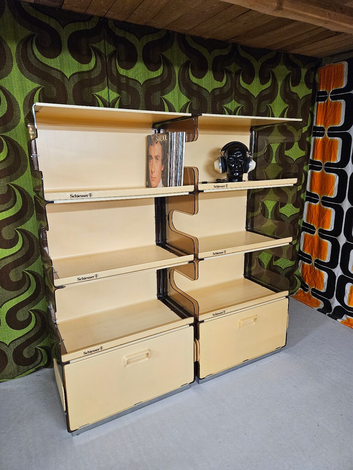 "Space-Age smoked plexiglass library set 1970"