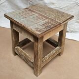 Small teak stool with 1 drawer