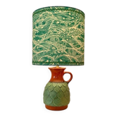 Wireless Jasba table lamp - West German pottery with fish decor | 41 cm