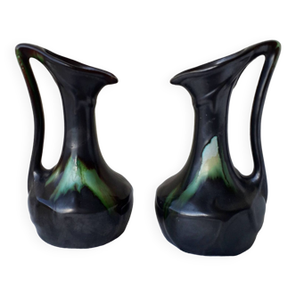 2 Belgian ceramic pitchers