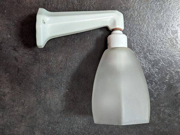 Old white porcelain wall lamp Art Deco 1930 tulip opalescent glass paste