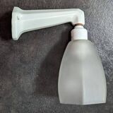 Old white porcelain wall lamp Art Deco 1930 tulip opalescent glass paste