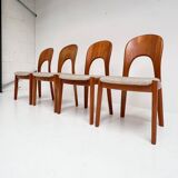 Set of 4 Niels Koefoed chairs cream, 1960s