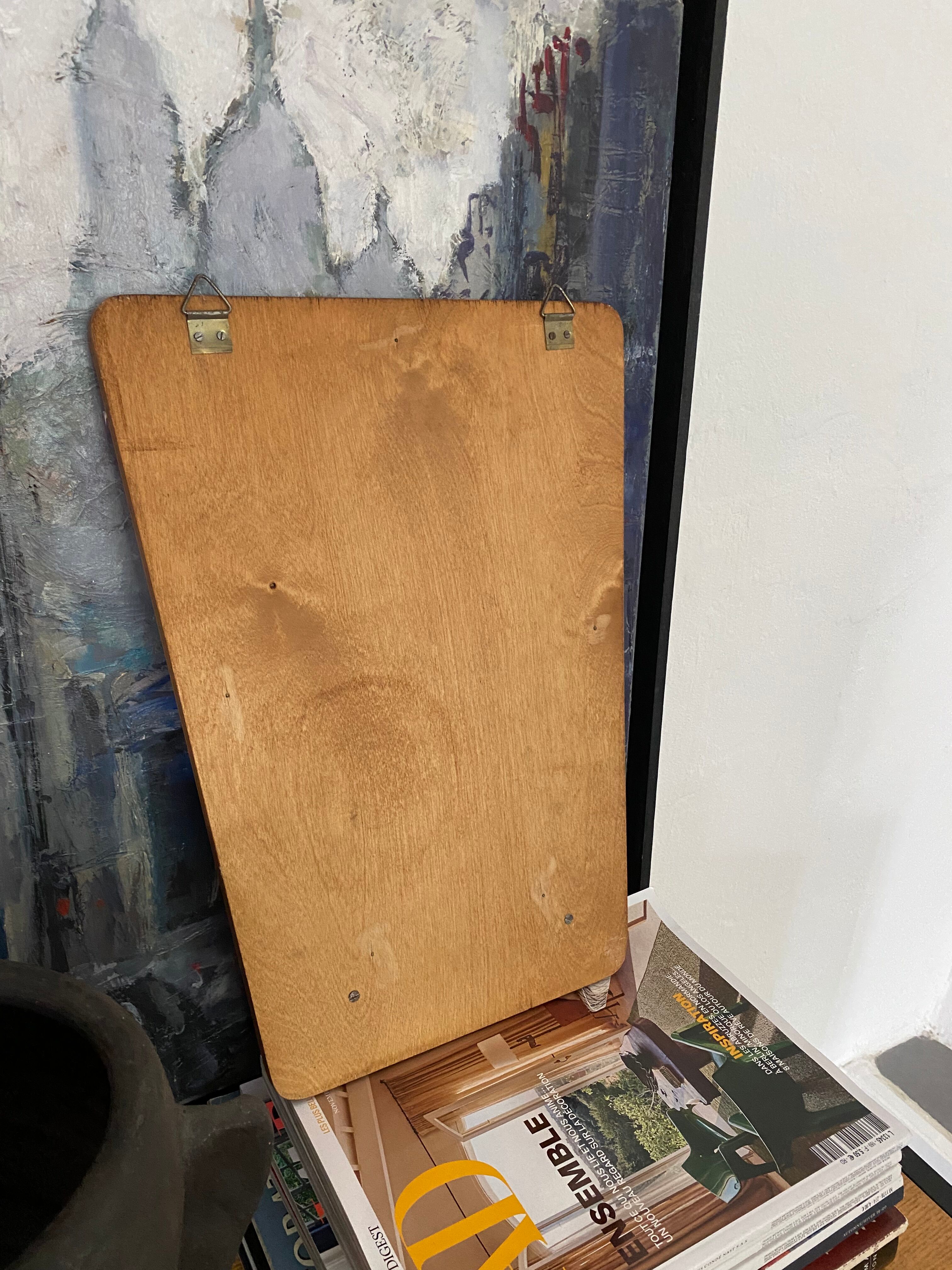 Vintage free-form teak entrance mirror 50s