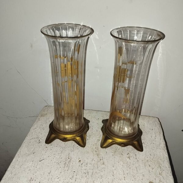 Paire de vases émaillés art-nouveau
