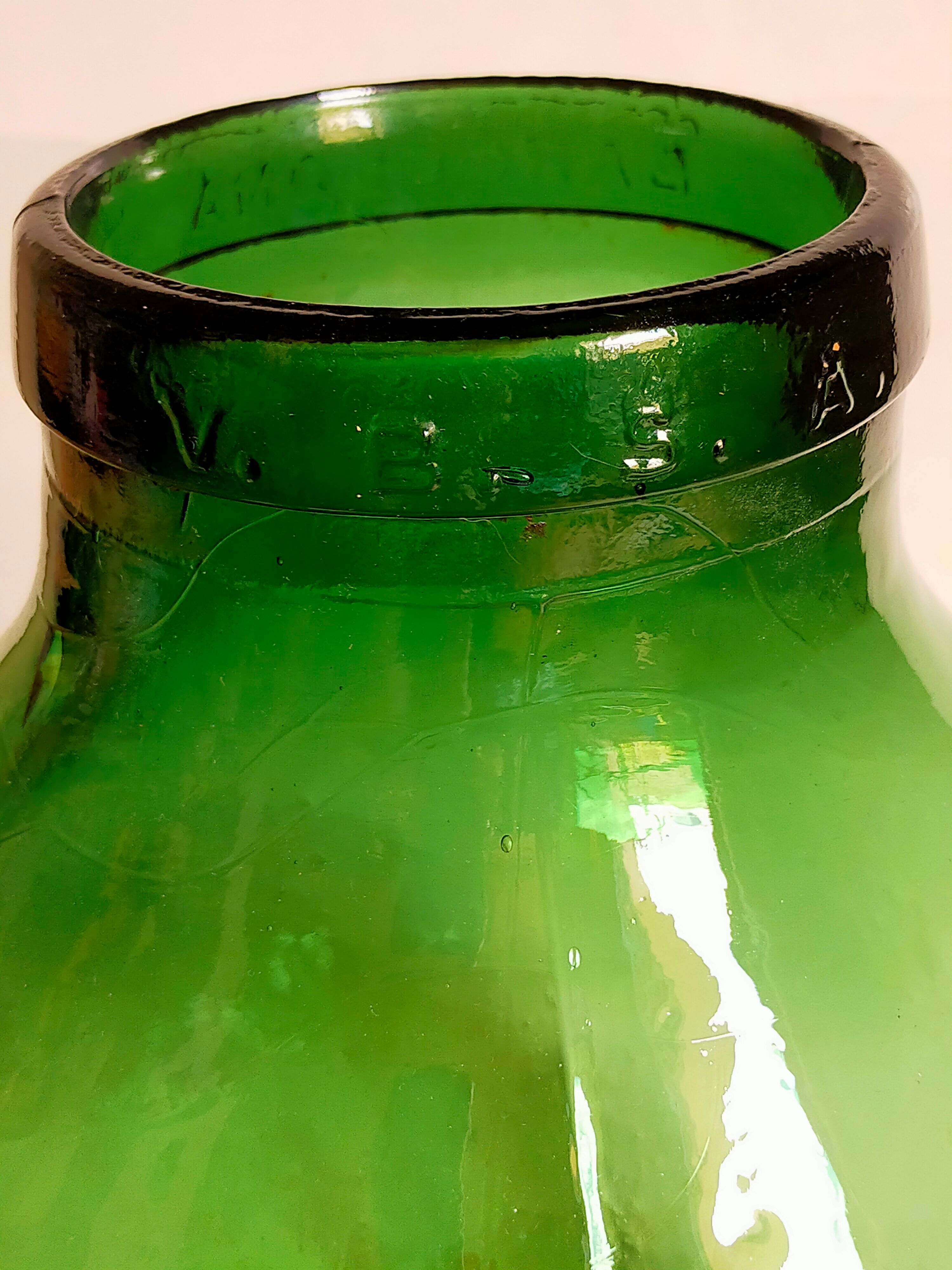 Dame-Jeanne oval canister with wide vintage collar
