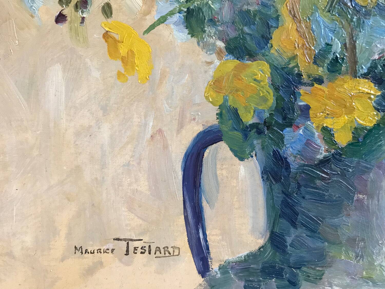 Oil on panel by maurice testard, 1880-1969. bouquet