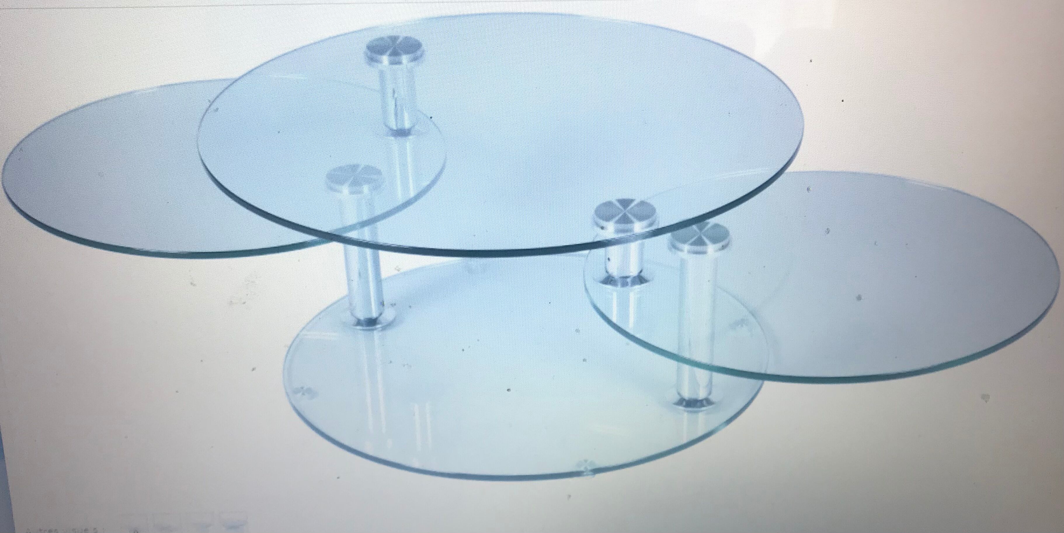 Three-plate glass swivel tray coffee table