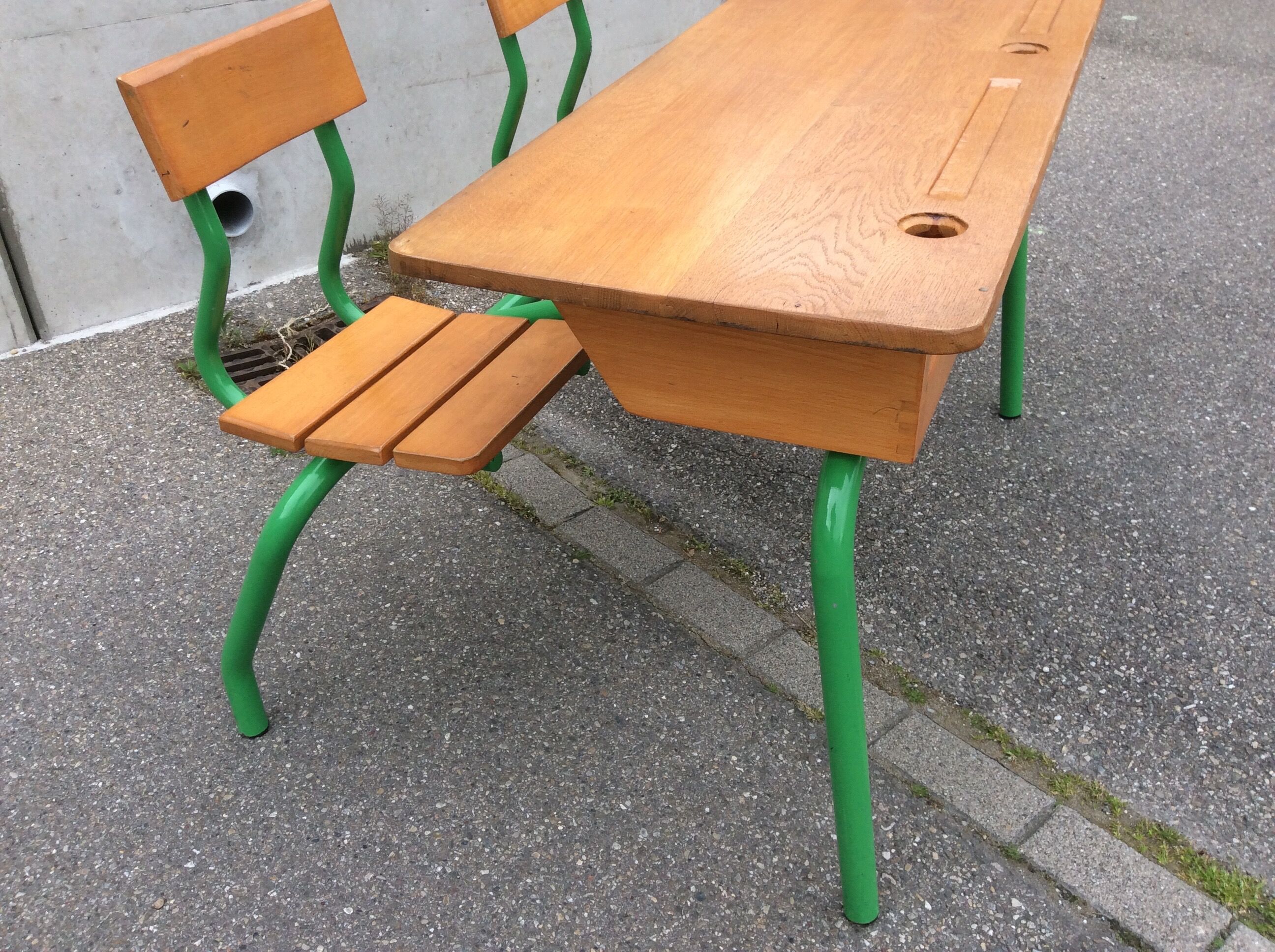 vintage school desk bench