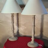 pair of taupe patinated wood lamps in classic Scandinavian style 48x25