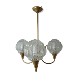 Chandelier 3 branches vintage bubbled globes