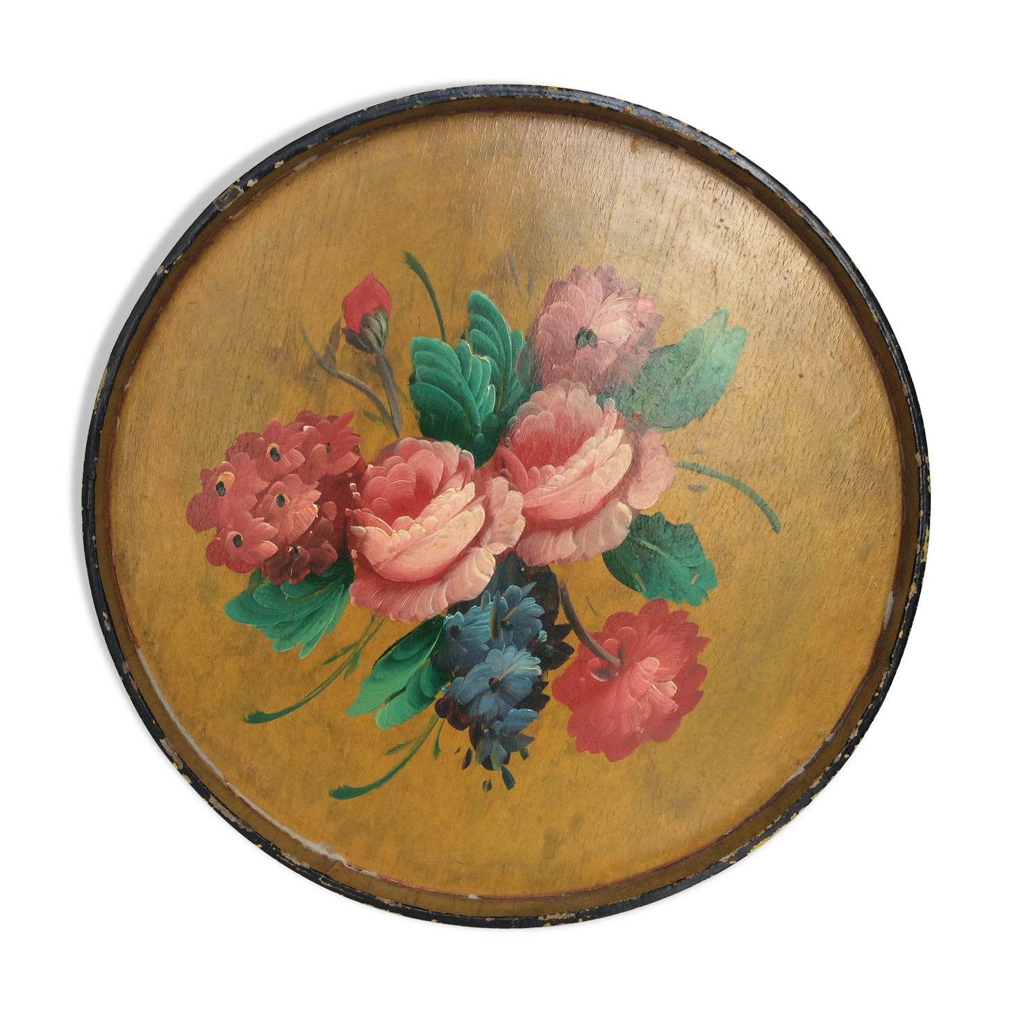 Round tray old flowers