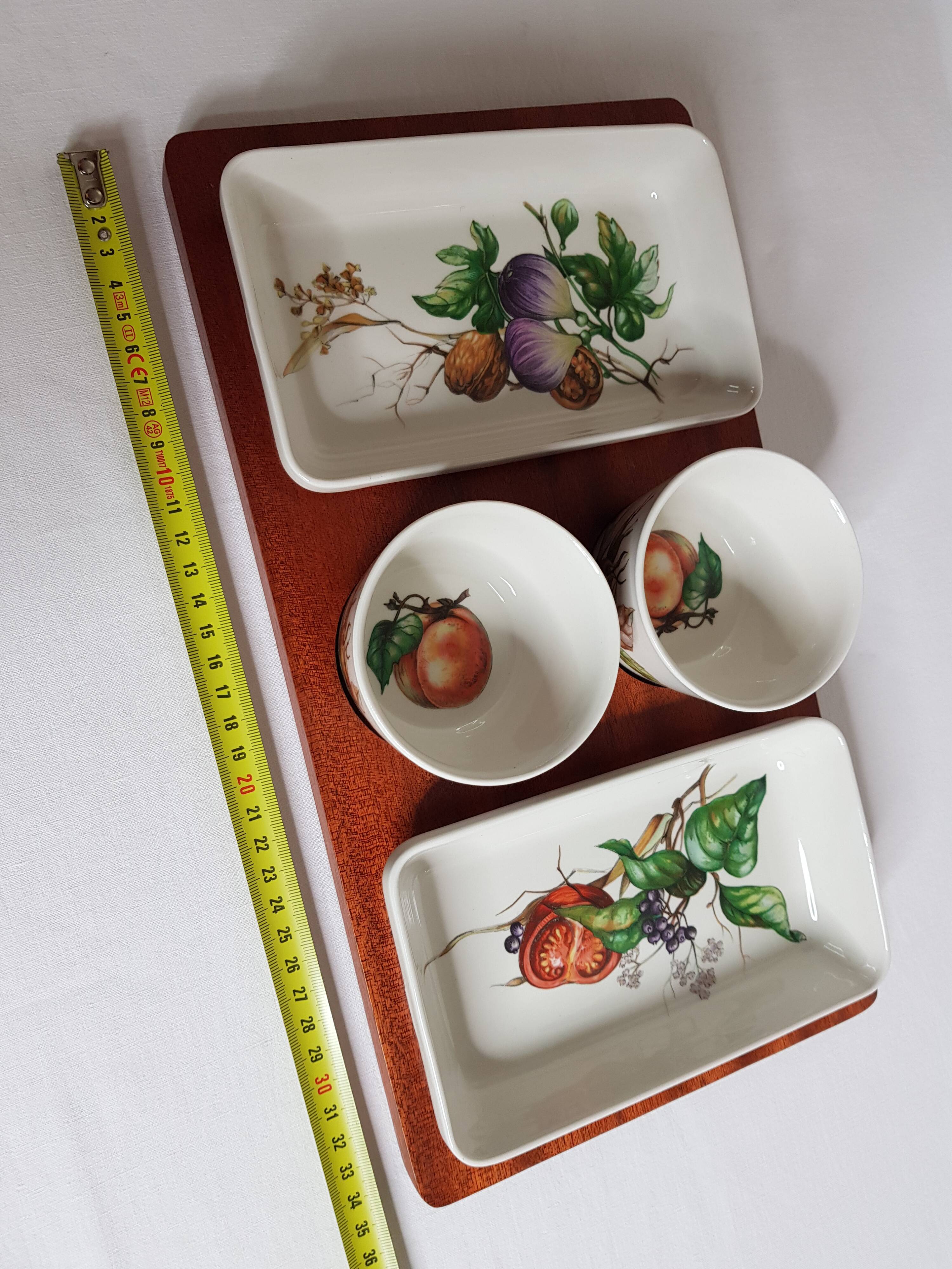 Service à apéritifs Villeroy & Boch, plateau en bois
