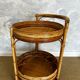 2-tiered round bamboo bar cart in the style of Vivai del Sud, Italy, 1960s