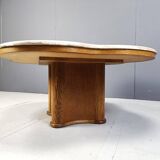 Travertine and wood coffee table, 1960s