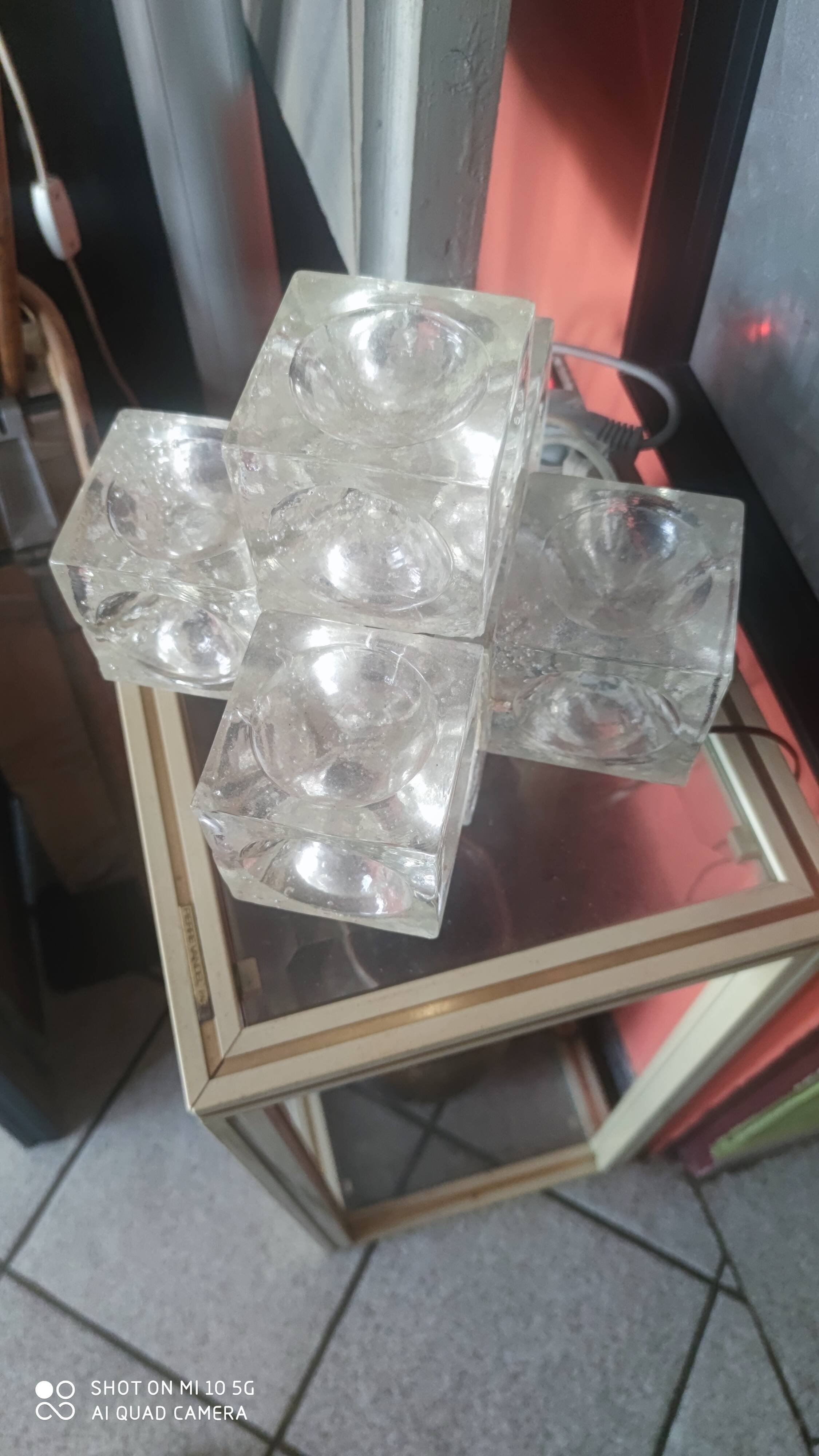Ice cube glass lamp, circa 1960
