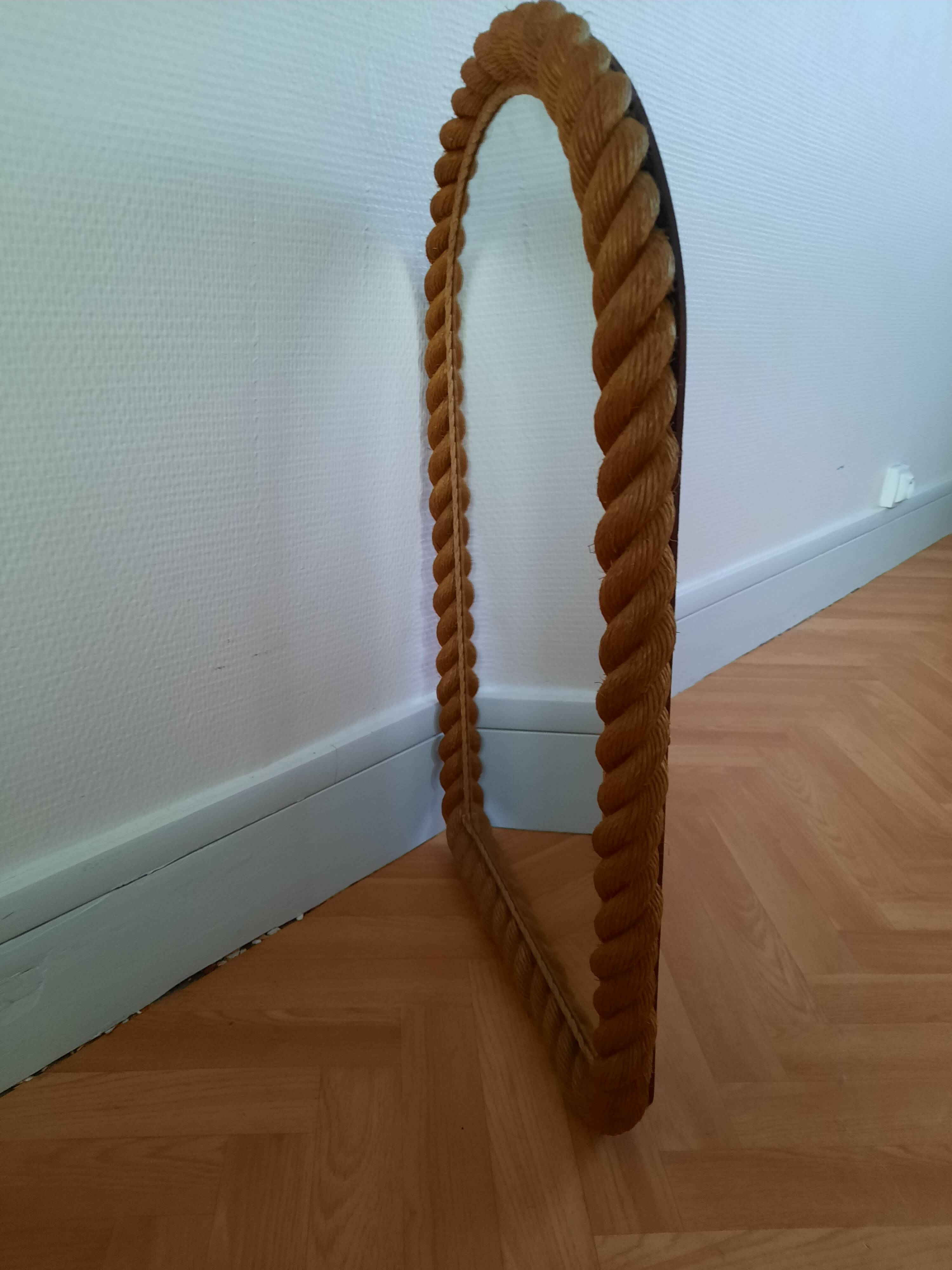 60s rope mirror attributed 38x64cm