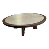 Table basse ronde philippe hurel – bois et marbre – ø 130 cm