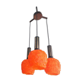 Orange Lucite Spaghetti 3 light cascading chandelier lamp
