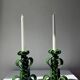 Lot of woven ceramic candle holders in green Vallauris.