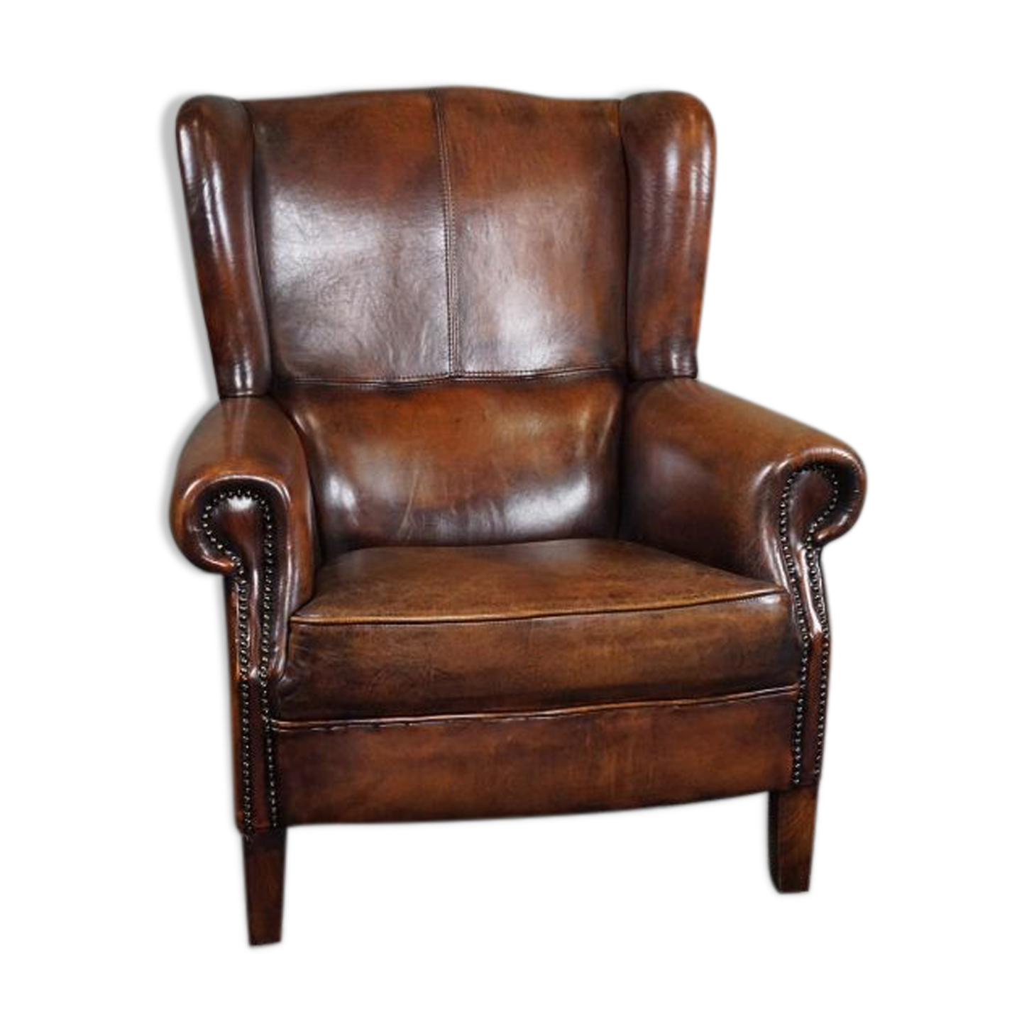 Brown sheepskin armchair