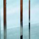 Vintage Herman Miller glass & chrome side tables, Converta