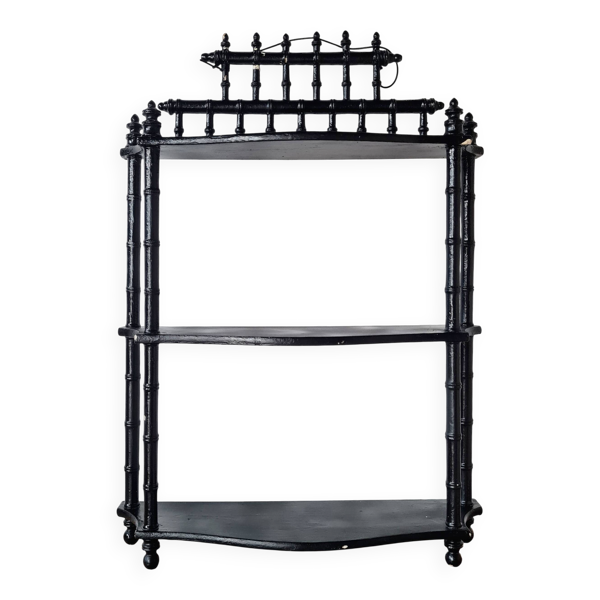 Petite étagère murale en bois noire 3 étages