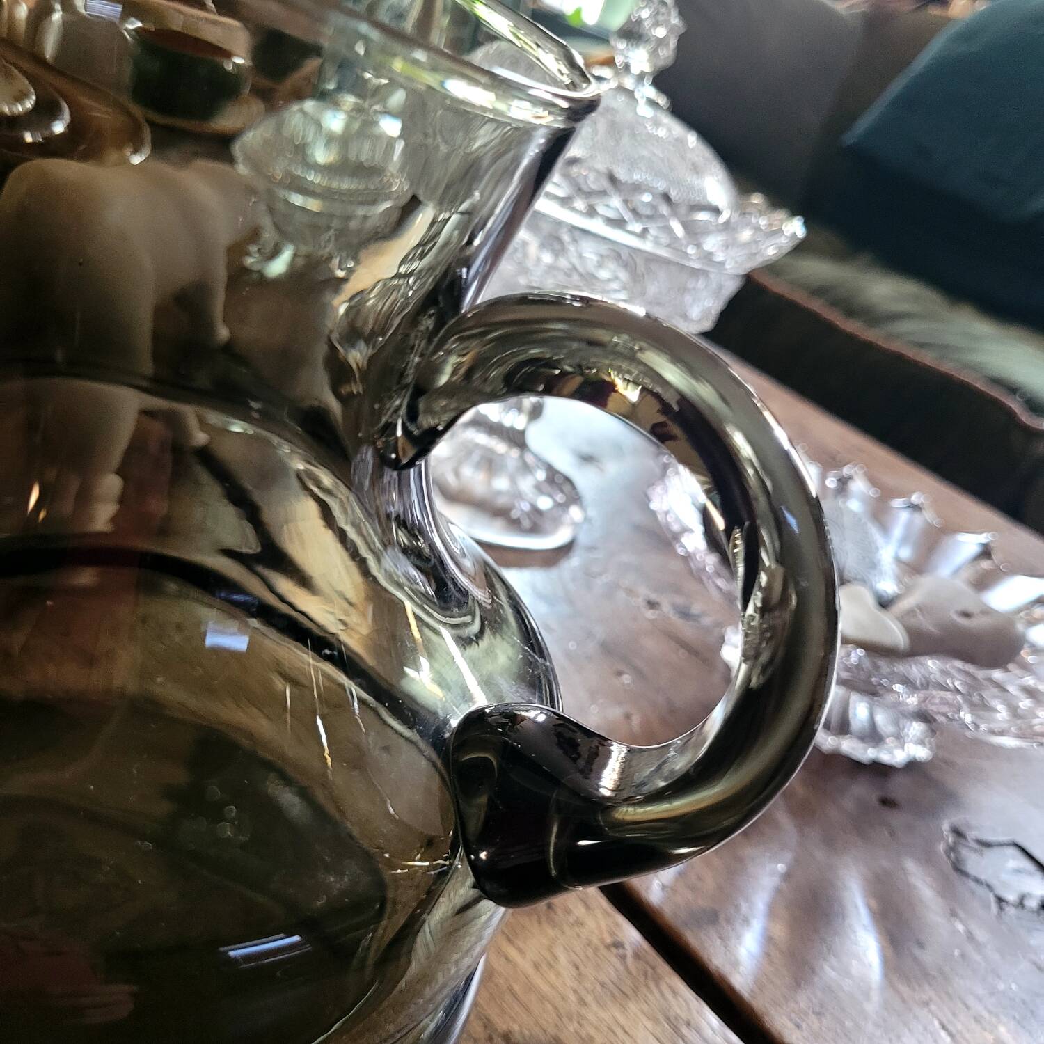 Blown smoked glass pitcher 60-70